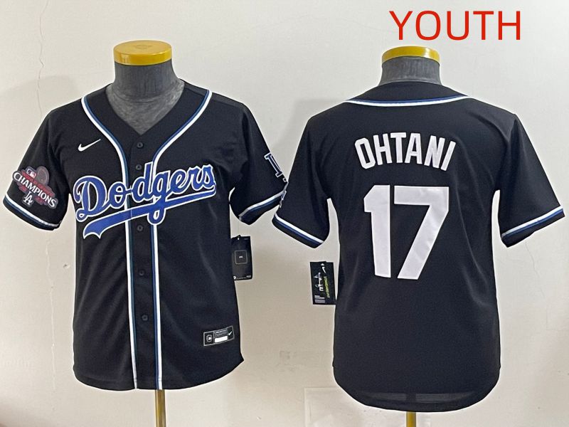 Youth 2025 Los Angeles Dodgers #17 Ohtani Black Three generations Fashion Nike MLB Jersey style 6